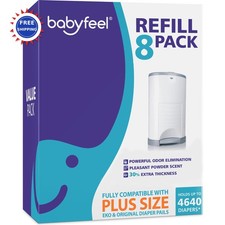 Diaper Pail Refills 8 Pack Dekor Plus Fresh Powder Scent Babyfeel Pails