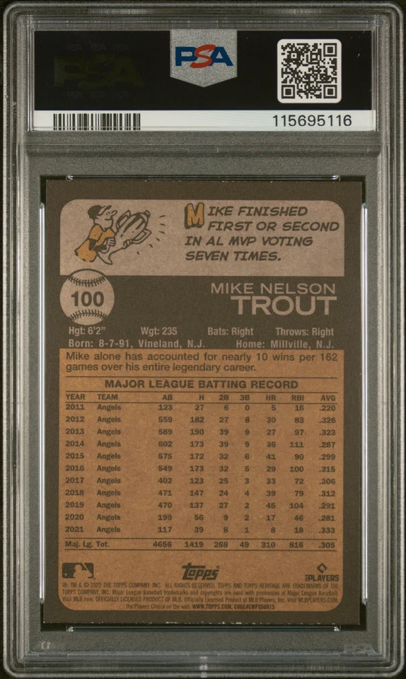 2022 Topps Heritage #100 Mike Trout Black Border - PSA 9 - Image 2 of 2