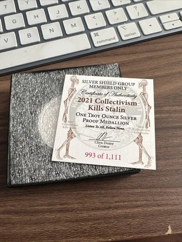 1oz 2021 Silver Shield Proof Collectivism Kills Stalin Silver Round