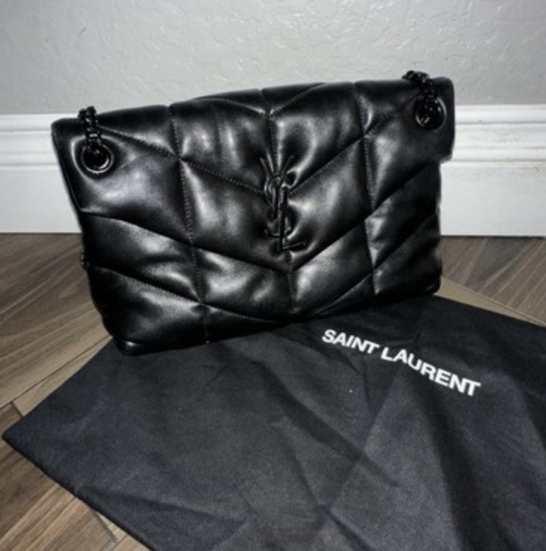 Saint Laurent Loulou Puffer Shoulder Bag Quilted Leather Small Black