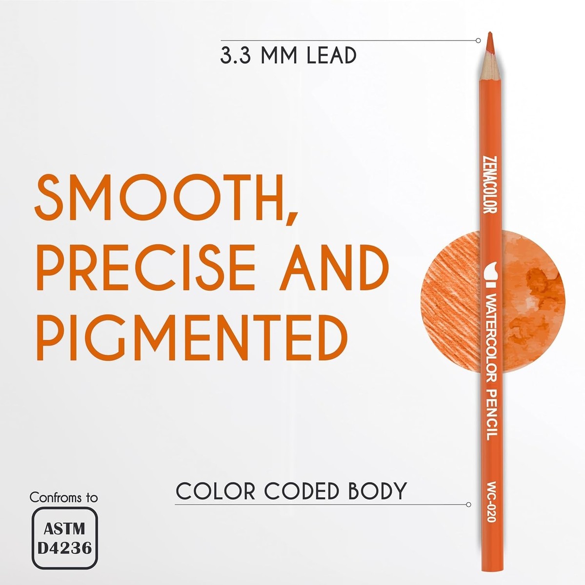 Zenacolor Professional Watercolor Pencils, 1 Count (Pack of 72