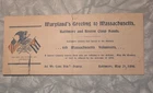 Rare 1898 Spanish-American War "Maryland's Greeting to Massachusetts" Card