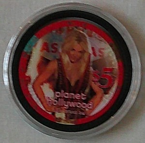 BRITNEY SPEARS $5 AUTHENTIC PLANET HOLLYWOOD CASINO CHIP - CC005