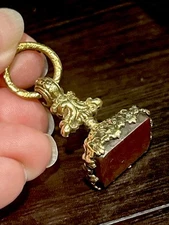 Victorian Georgian Ornate Huge Pinchbeck Carnelian Chased Ring Fob