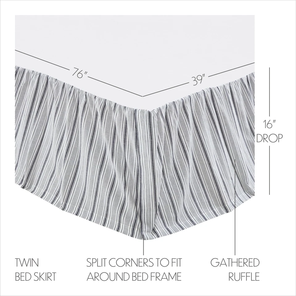 Falda de cama doble de granja negra reunida Sawyer Mill decoración de dormitorio marcas VHC Foto 3 de 4