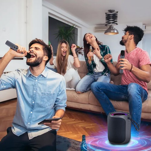Karaoke Machine Portable Bluetooth Speaker with 2 Dual Microphone Karaoke IPX... - Picture 5 of 9
