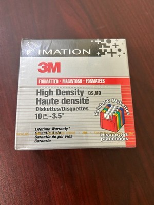 New Imation - 3M 3.5'' DS HD 1.40MB - MACINTOSH FORMATTED - Rainbow Color Disks.
