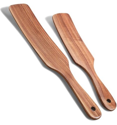 Spurtle Set, Natural Acacia Wooden Kitchen Utensils Set of 2, Wooden Spoons U...