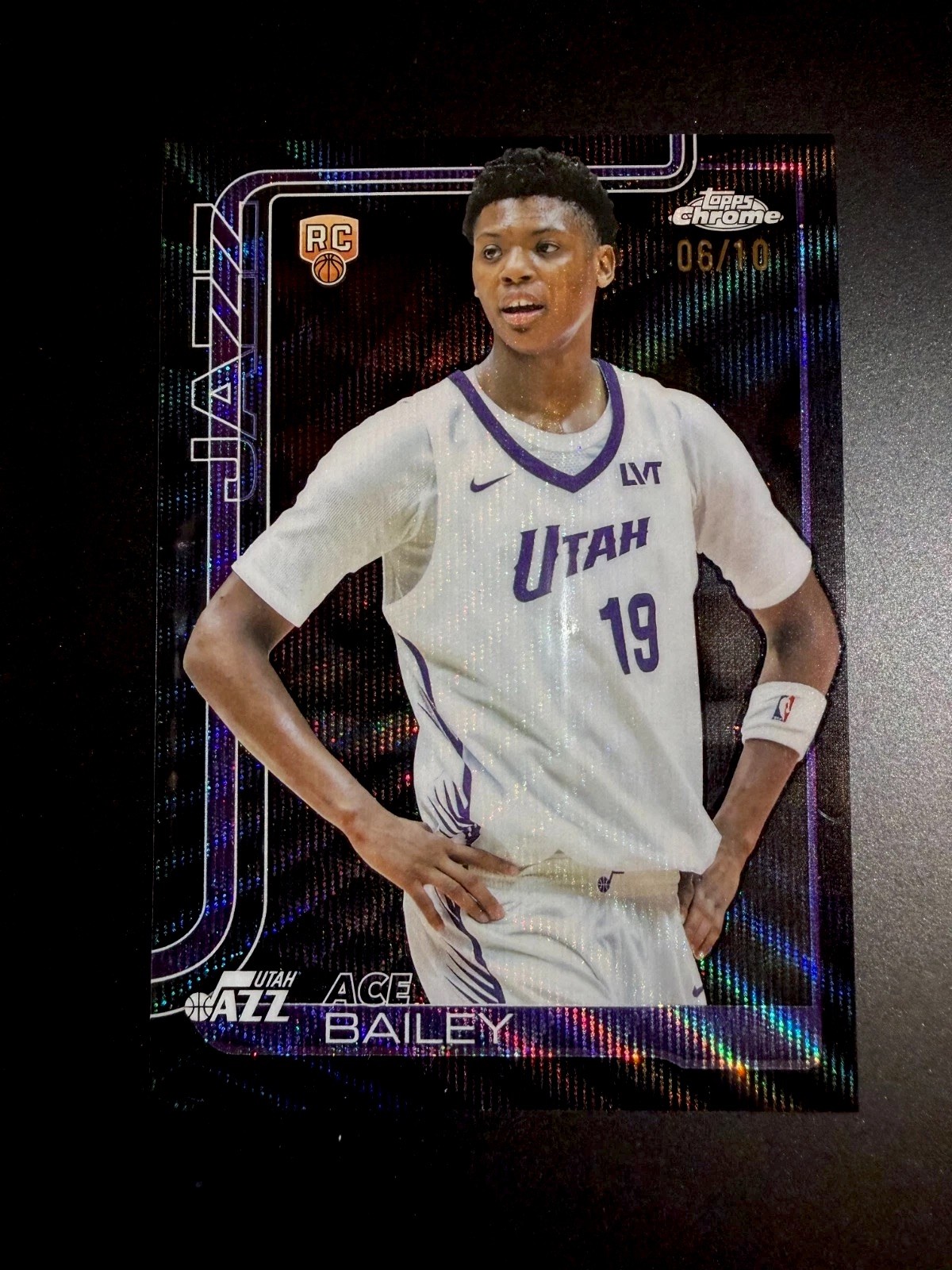 2025-26 Topps Chrome Ace Bailey #255 RC  Black Wave  /10
