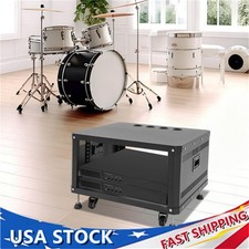 6U Stereo  Studio Rack w/ 4 Wheels, Rolling Network Cabinet Open Frame Rack