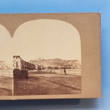 Stereoview Card 3D Real Photo C1860 Dover Kent Castle Promenade Victorian Houses