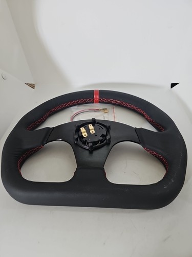 Black 13inch 320mm Genuine Leather Sport Racing Steering Wheel Universal - Bild 4 von 6