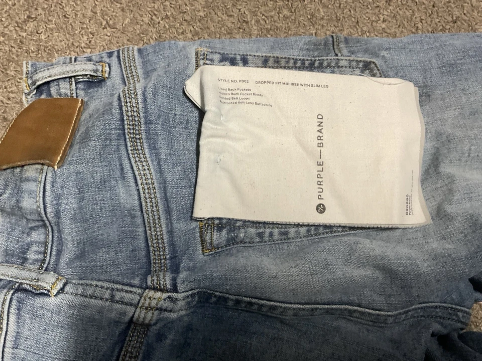 Pantalones de mezclilla para hombre marca púrpura P002 índigo claro. 26x30 Foto 3 de 4