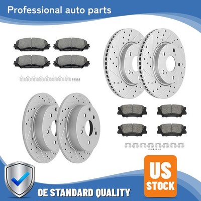Front Rear Drilled Disc Rotors Brake Pads for Toyota RAV4 Lexus HS250h 2010-2012