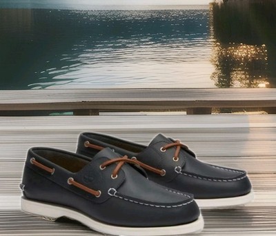 Women's Timberland Premium Classic Boat Shoe Navy Blue Leather Sz 8.0 New In Box