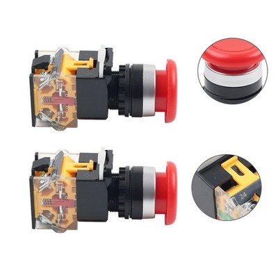 2x22mm Pilz Momentary Kunststoff Push Button Schalter Runde 1NC 1NO DC 220V Rot