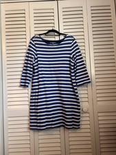 Gap Blue White Striped Knit Shift Dress Scoop Neck 3/4 Sleeve Knee XL Regular