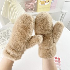 Gloves Designer Brand New in Simple Solid Thick Plush Furry Warm Gloves for Wome
