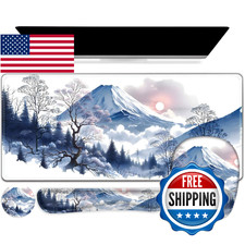 4 in 1 Large Mouse Pad, Keyboard Wrist Rest Set, Ergonomic Mouse Pad with Wrist