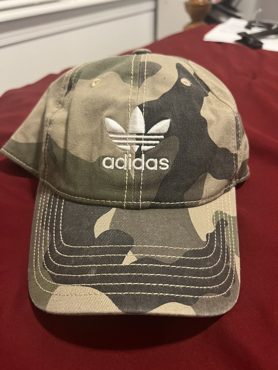 Adidas White Embroidered Logo Camouflage Camo Strapback Hat