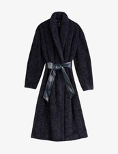 Ted Baker Navy Keiisha Faux Fur Teddy Coat Long Smart Dress Jacket 5 16 £425