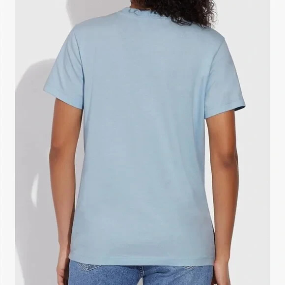 Brand New Coach Essential T Shirt In Organic Cotton Blue