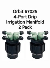 Orbit 67025  4-Port Drip Irrigation Manifold 1/2 Inlet 0.5" Dia.  2 Pack