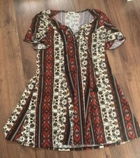 Show Me Your Mumu Dress Womens Medium M Lace Up Front Red Floral Flowers Shirt 