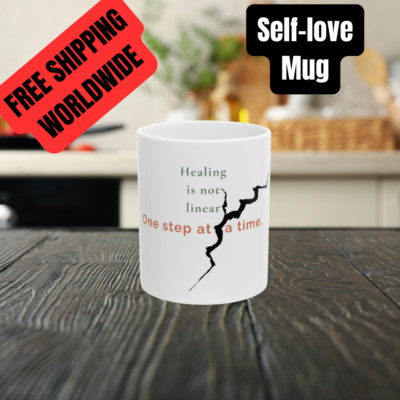 Healing Is Not Linear Mug   Emotional Growth Coffee Cup for Therapy & Recovery