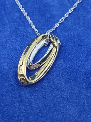 QVC Ethereal Gold 14K White & Yellow Gold Hoop Pendant with 20" Chain Necklace - Picture 5 of 12
