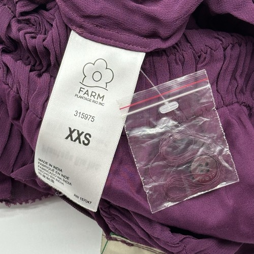 Farm Rio Size XXS Purple Smocked Long Sleeve Mock Neck Ruffled Peplum Top NWOT - Picture 12 of 13