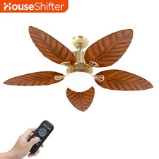 52" Tropical Modern Ceiling Fan Reversible 6 Speeds Quiet Motor Remote Control