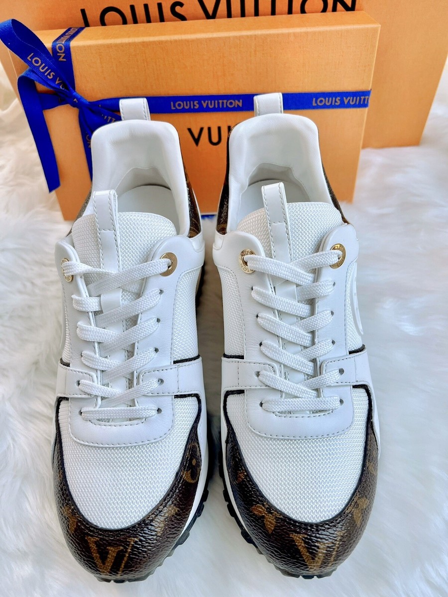 2022 NEW Louis Vuitton Run Away Sneakers Monogram Canvas Leather White Size  5