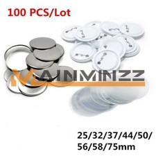100PC/Lot Blank Pin Button Parts Supplies for Badge DIY Making Machine 37-75mm