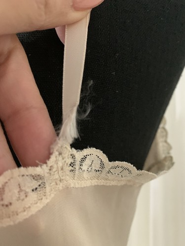 VTG Pinup Coquette Satin Shiny Slip Dress Nightgown Lingerie Nylon Bronze Beige - Picture 12 of 20