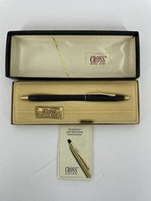 Cross Classic Century Black Satin Gold Ballpoint Pen 2502 w Box Works Blue Ink