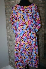 NEW Donna Morgan Womens Muticolor Abstract Floral Short Sleeve Dress SZ 16