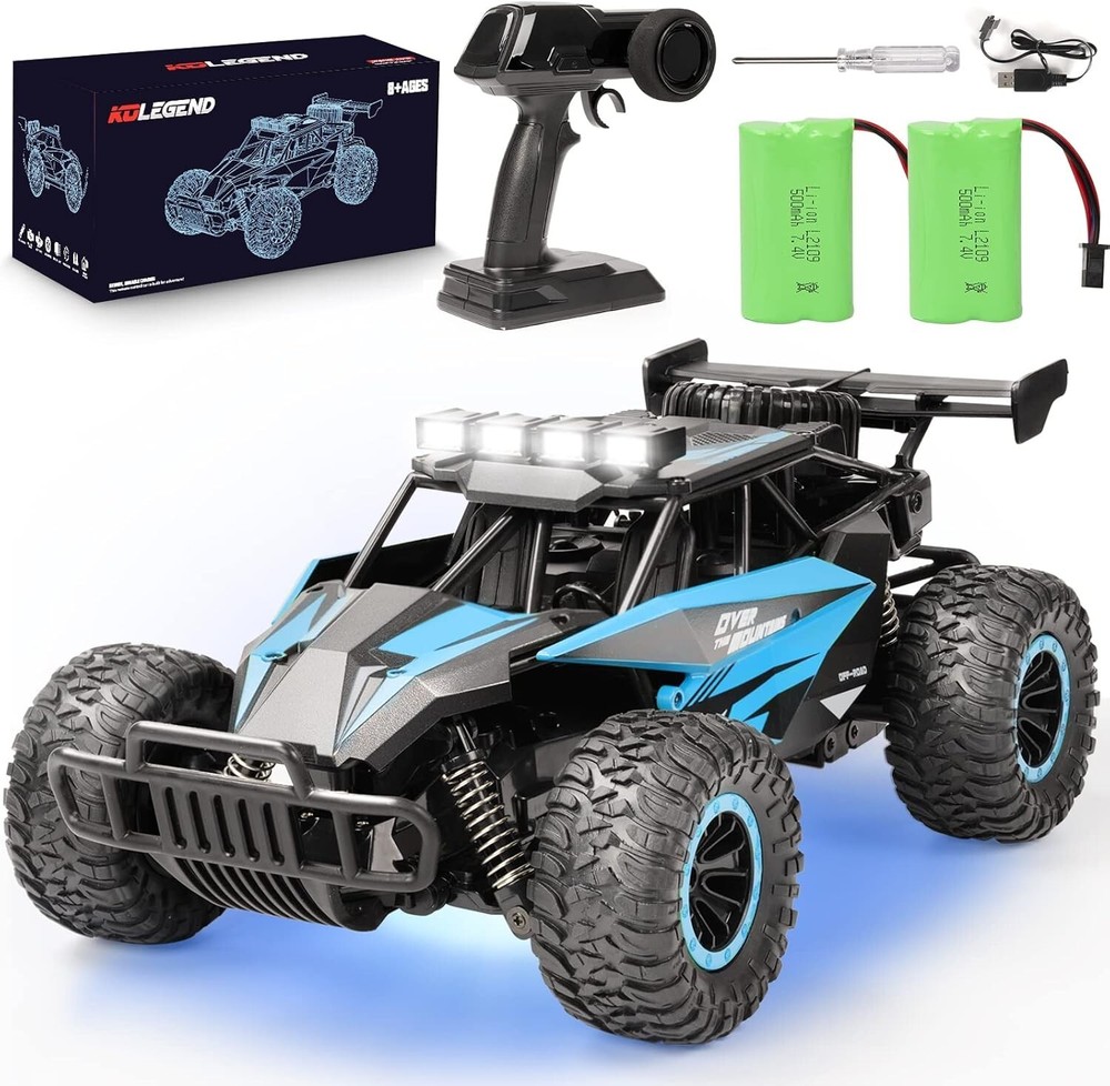 Remote Control Car 30+min with Chassis Lights 2 Batteries, 13 Inch All Terrains