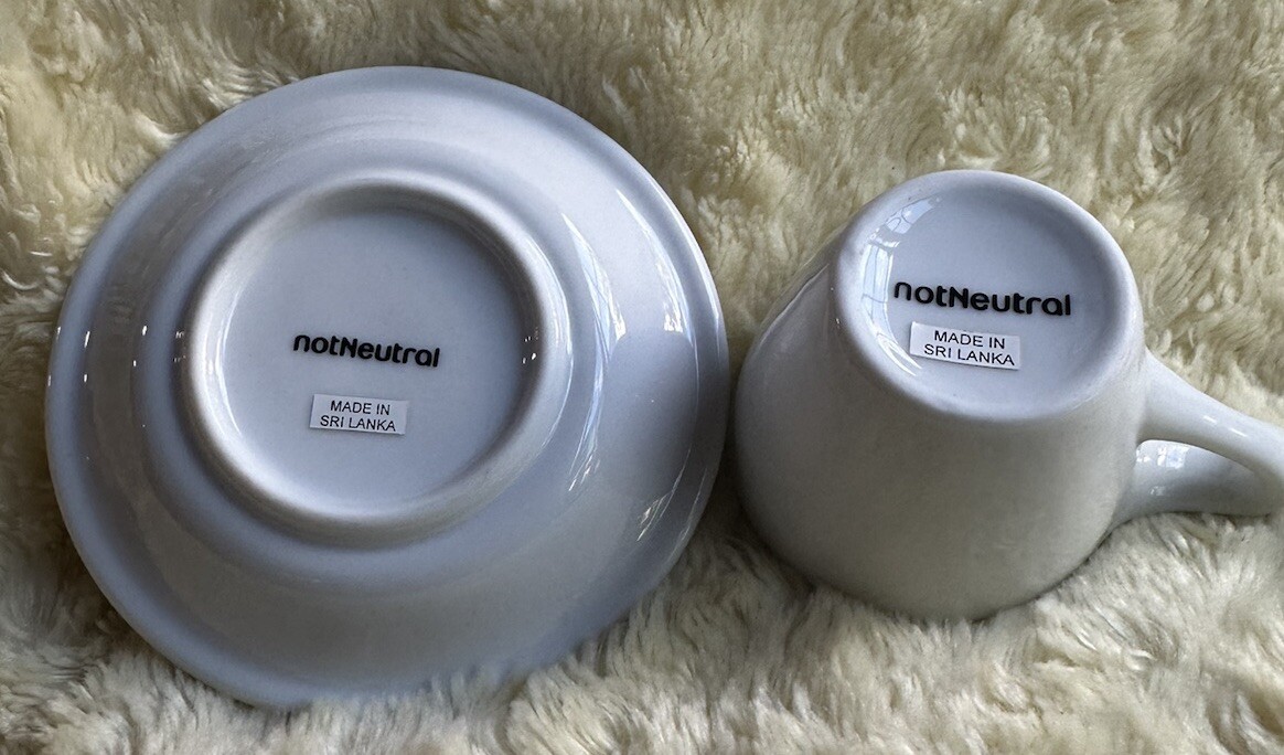 New in Box Lino notNeutral 2 Cups/2 Saucers Set 3 oz Espresso Coffee Cups