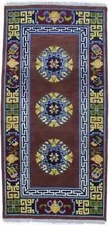 Maroon Red Hand-Carved Floral Rug Chinese Style Oriental Décor Carpet 3X6 ft