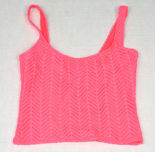 Vintage Swimsuit Tank Top Catalina Size 10 80s 90s Pink Crocheted Lined Made USA