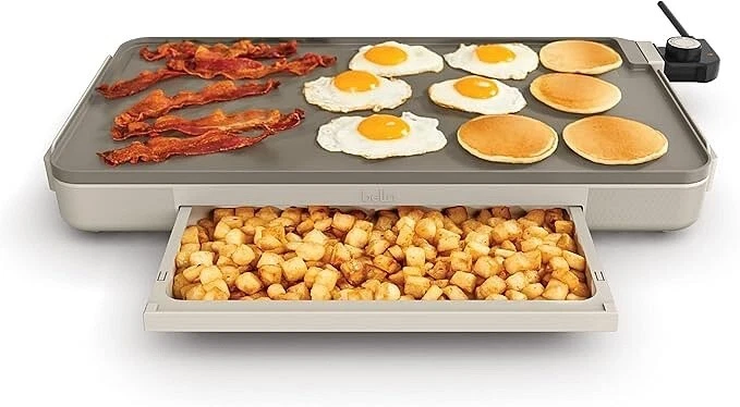 NEW Bella 12" x 22" Griddle with Warming Tray TXG-621A