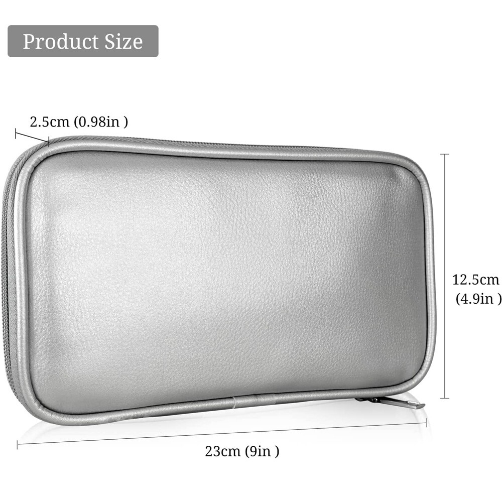 Cosmetic Bag PU Leather Portable for Travel Brush Storage with Zipper