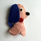 Vintage Barbie Doll Pink Blue Felt Dog Accessory for Nighty Negligee Outfit