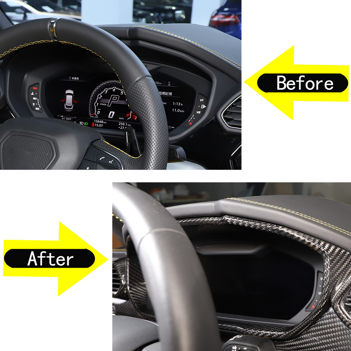 Real Carbon Fiber Dashboard Panel Dash Cover Trim For Lamborghini URUS 2018-2022