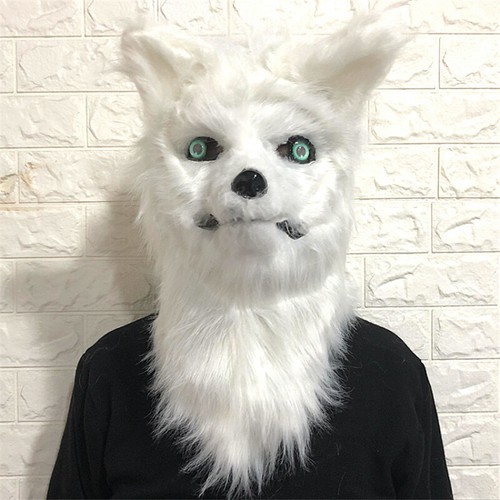 Cartoon Animal Wolf Fox Head Mask Headgear Movable Mouth Cosplay Costumes Props - Picture 17 of 18