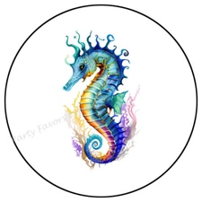 WATERCOLOR SEAHORSE ENVELOPE SEALS LABELS STICKERS PARTY FAVORS