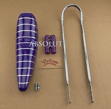 20" LOWIRDER SPARKLE PURPLE STRIPE BANANA SEAT W/SISSY BAR & GRIPS FOR 20" BIKE