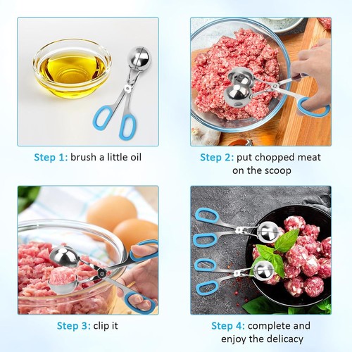 Meatball Maker, 2PCS None-Stick Meatball Scoop Ball Maker with Detachable Anti- - Picture 3 of 11