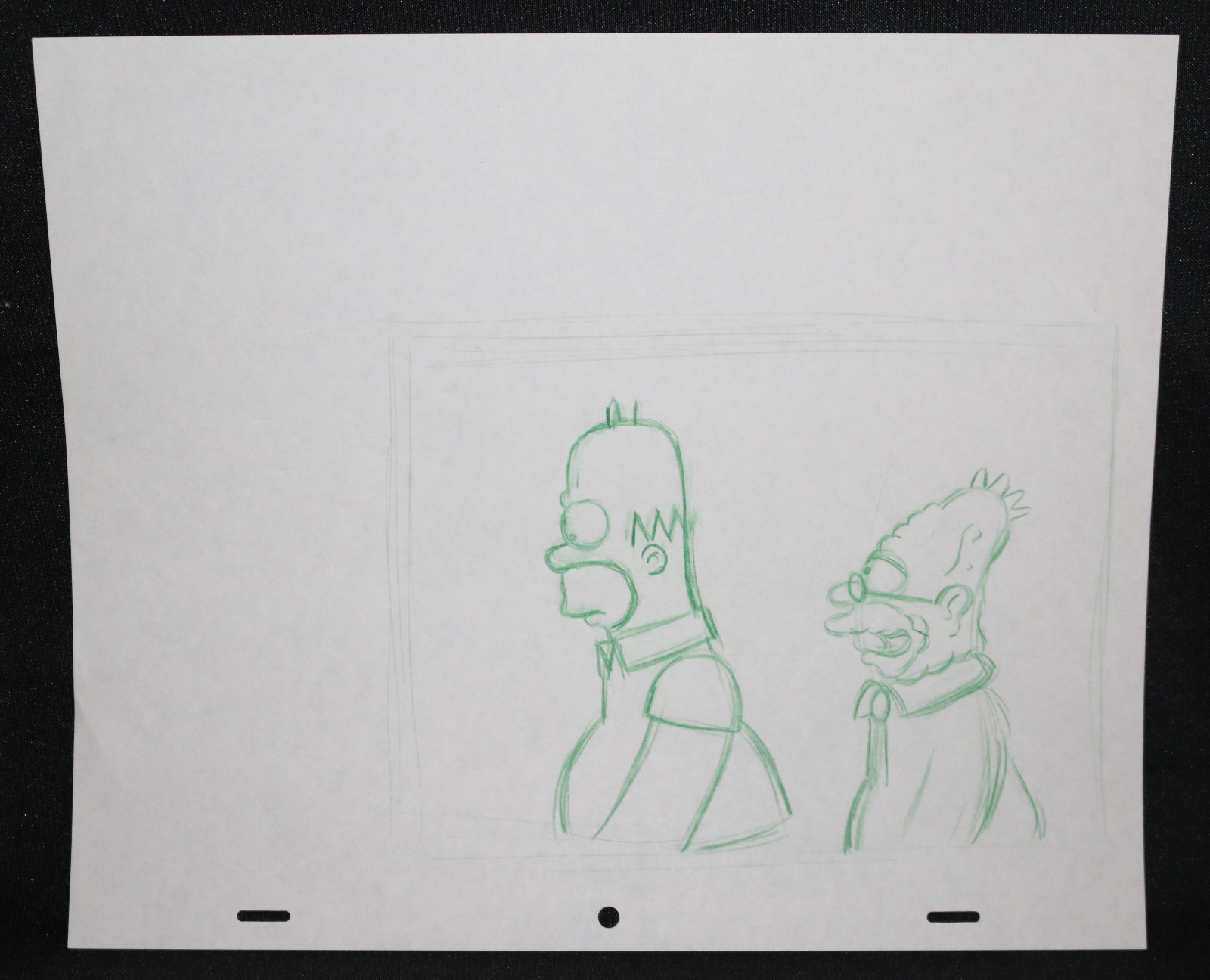 Dibujo De Animación De Lápiz De Los Simpsons - Homer Y Abuelo En Verde